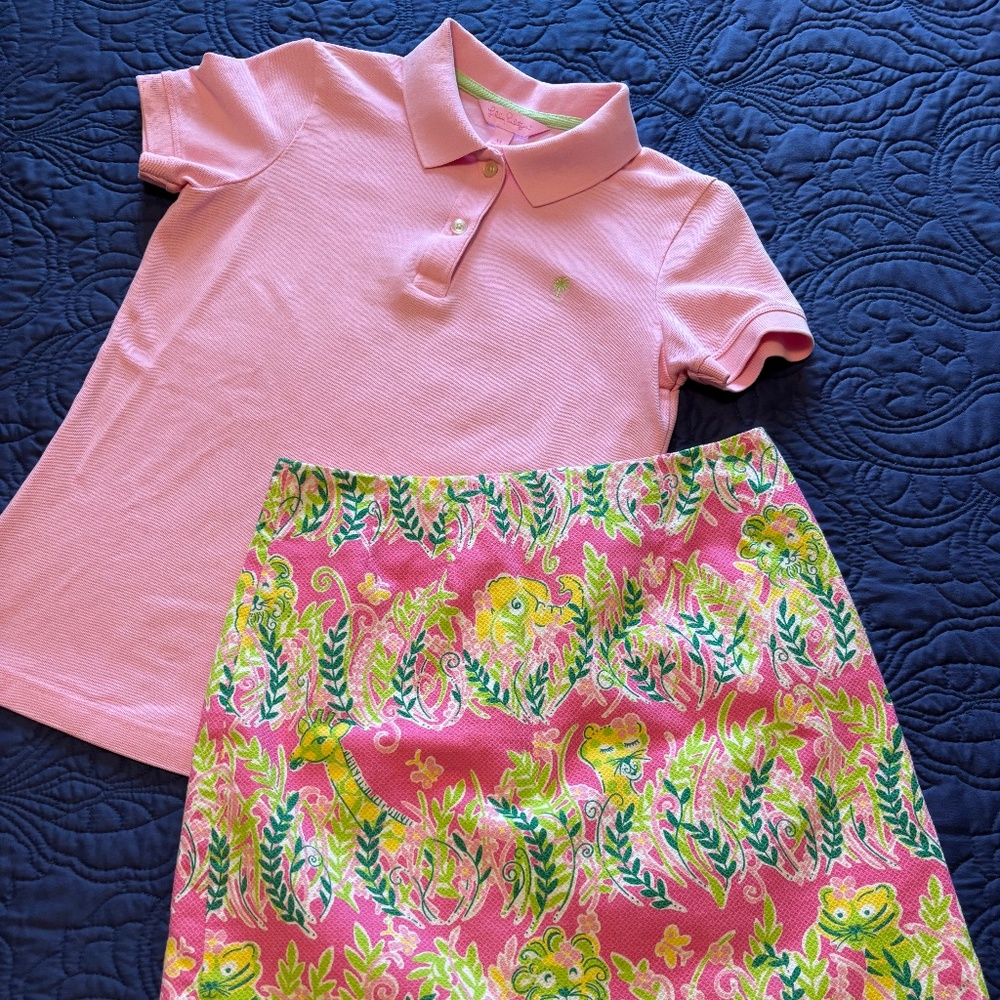 Lilly Pulitzer Millionaire's Row Skirt with Coordinating Polo Shirt
